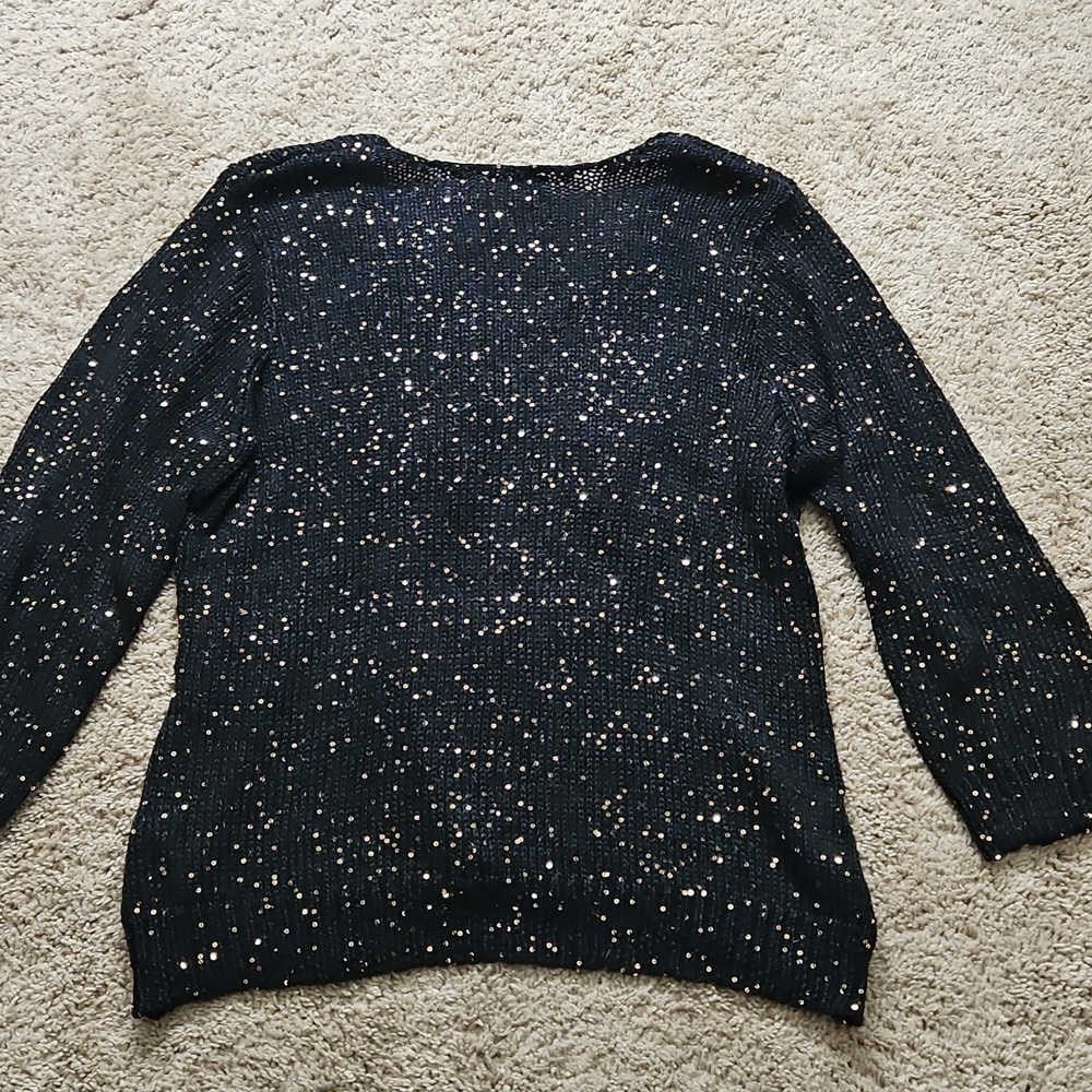 Chaps Classics Black Sweater With Sequins L, Size XL, 60% Cotton - Picture 6 of 6